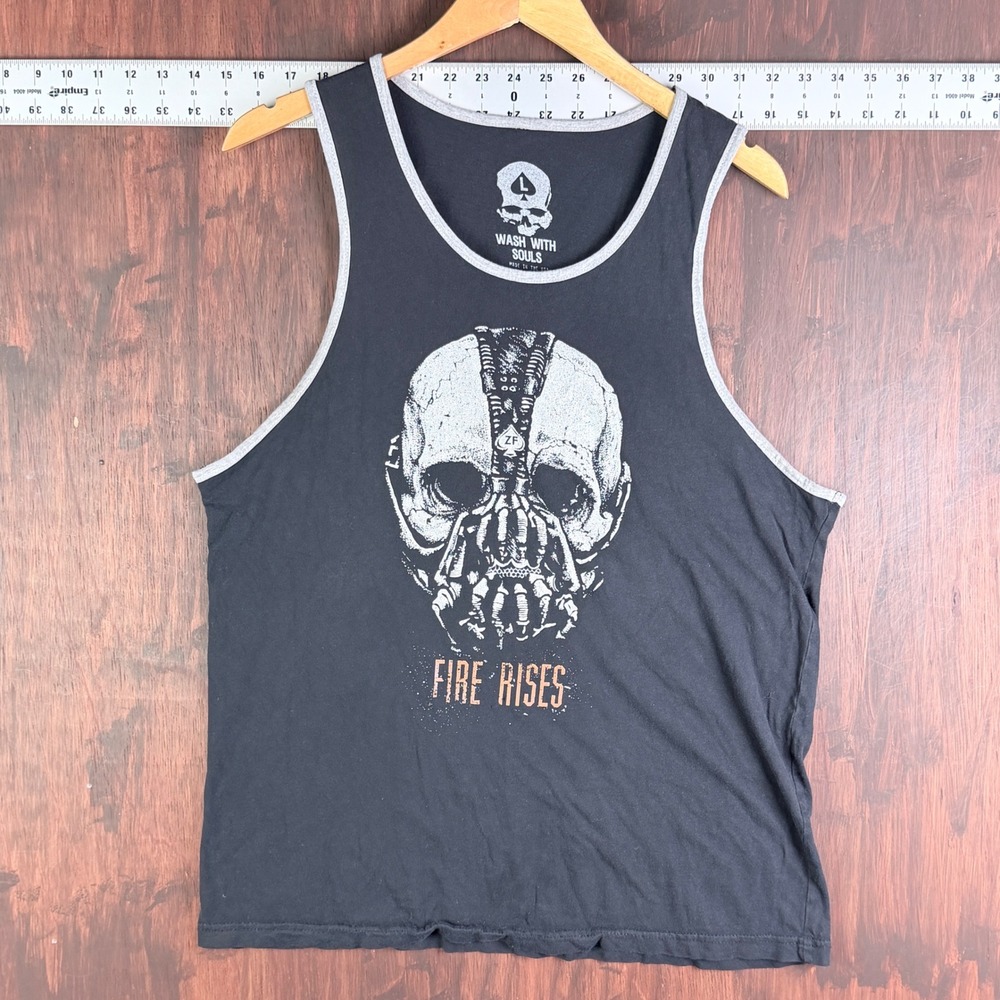 Zero Foxtrot Fire Rises Bane Skull Graphic Tank Top Mens Large Black Made in USA